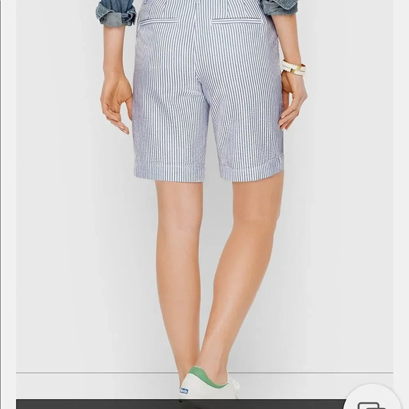 TALBOTS RELAXED CHINO SHORTS - SUNSHINE SEERSUCKER | Blue Soft White| Size 2P - Picture 9 of 9